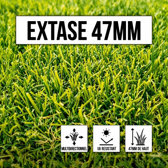 Gazon synthétique multidirectionnel 47mm Extase