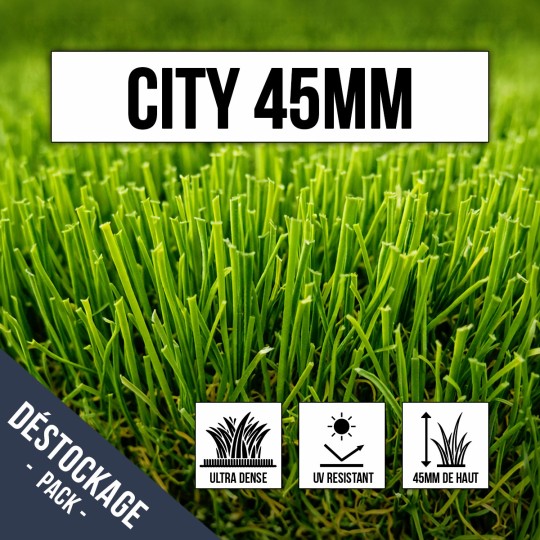 Déstockage Gazon synthétique ultra dense 45mm City