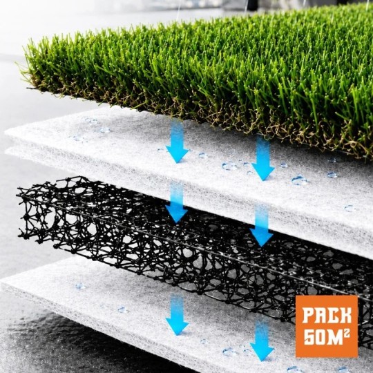 Rouleau Geo Drain 2 x 25 m pour 50 m² de gazon synthétique