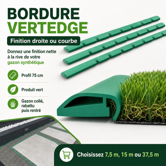 Profil de bordure VertEdge 75 cm pour finir la rive d’un gazon synthétique