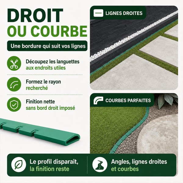 Profil VertEdge découpé pour suivre une courbe autour d’une dalle