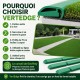 Aménagement en gazon synthétique avec finition VertEdge autour des dalles et des massifs