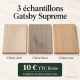 Illustration du pack de 3 échantillons Gatsby Supreme : chêne clair, brun et rosé, 10 € TTC livrés