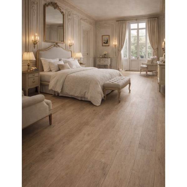 Gatsby Supreme chêne rosé : sol PVC aspect bois en ambiance chambre