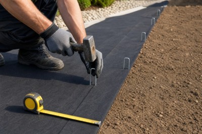 Pose professionnelle d’agrafes galvanisées sur un géotextile