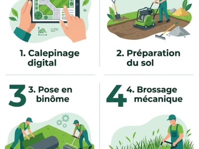 Poser plus de gazon synthétique avec 2 fois moins d'hommes 